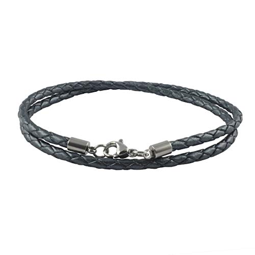 König Design Lederkette Lederband Leder-Armband 4 mm Herren Halskette Graphite Grau 70 cm lang mit Karabinerverschluss geflochten König Design Lederkette Lederband Leder-Armband 4 mm Herren Halskette Graphite Grau 70 cm lang mit Karabinerverschluss geflochten von König Design