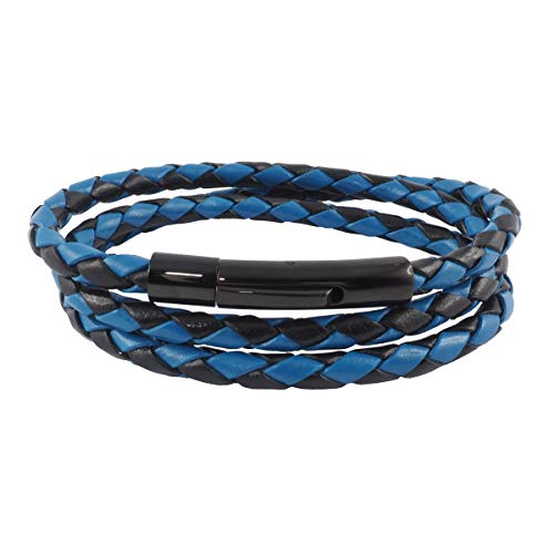 König Design Lederkette Lederband Leder-Armband 4 mm Herren Halskette Schwarz Blau 60 cm lang mit Hebeldruck-Verschluss Schwarz geflochten König Design Lederkette Lederband Leder-Armband 4 mm Herren Halskette Schwarz Blau 60 cm lang mit Hebeldruck-Verschluss Schwarz geflochten von König Design