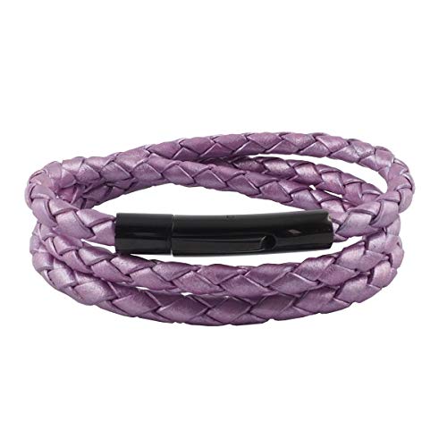 König Design Lederkette Lederband Leder-Armband 4 mm Herren Halskette Violett Metallisch 17 cm lang mit Hebeldruckverschluss geflochten König Design Lederkette Lederband Leder-Armband 4 mm Herren Halskette Violett Metallisch 17 cm lang mit Hebeldruckverschluss geflochten von König Design