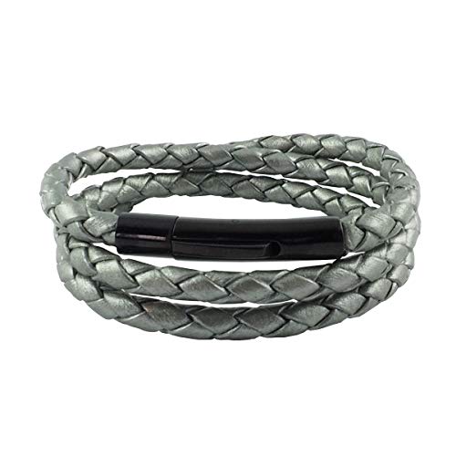 König Design Lederkette Lederband Leder-Armband 5 mm Herren Halskette Grau Metallisch 50 cm lang mit Hebeldruckverschluss geflochten König Design Lederkette Lederband Leder-Armband 5 mm Herren Halskette Grau Metallisch 50 cm lang mit Hebeldruckverschluss geflochten von König Design