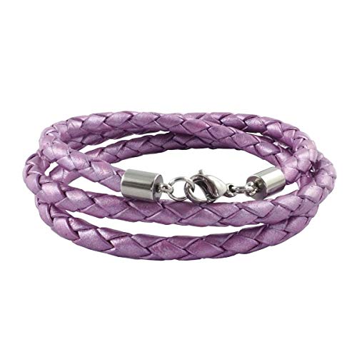 König Design Lederkette Lederband Leder-Armband 5 mm Herren Halskette Violett Metallisch 65 cm lang mit Karabinerverschluss geflochten König Design Lederkette Lederband Leder-Armband 5 mm Herren Halskette Violett Metallisch 65 cm lang mit Karabinerverschluss geflochten von König Design