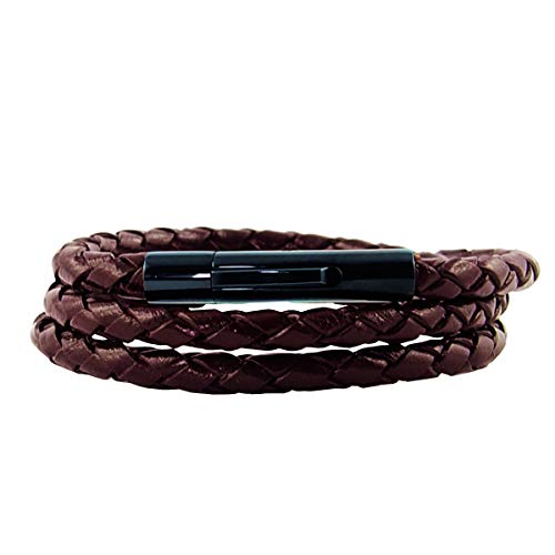 König Design Lederkette Lederband Leder-Armband 6 mm Herren Halskette Braun 55 cm lang mit Hebeldruckverschluss geflochten von König Design
