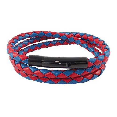 König Design Lederkette Lederband Leder-Armband 6 mm Herren Halskette Rot Blau 21 cm lang mit Hebeldruck-Verschluss Schwarz geflochten von König Design