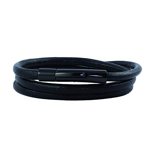 König Design Lederkette Lederband Leder-Armband 6 mm Herren Halskette Schwarz 30 cm lang mit Hebeldruck Verschluss Schwarz Rund von König Design
