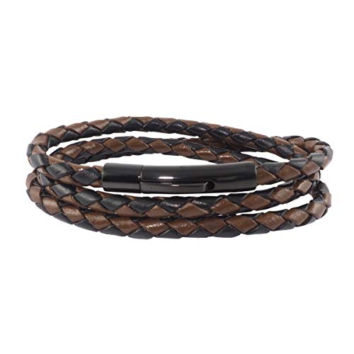 König Design Lederkette Lederband Leder-Armband 6 mm Herren Halskette Schwarz Braun 100 cm lang mit Hebeldruck-Verschluss Schwarz geflochten von König Design