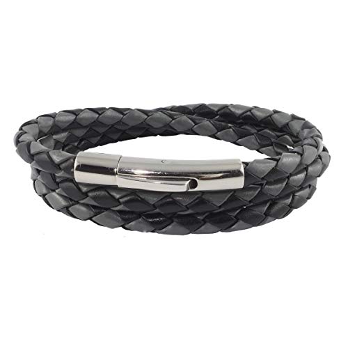 König Design Lederkette Lederband Leder-Armband 6 mm Herren Halskette Schwarz Grau 45 cm lang mit Hebeldruck-Verschluss Silber geflochten König Design Lederkette Lederband Leder-Armband 6 mm Herren Halskette Schwarz Grau 45 cm lang mit Hebeldruck-Verschluss Silber geflochten von König Design