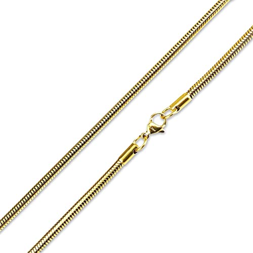 König Design Schlangenkette 2mm Herren Damen Edelstahlkette Halskette Gold 30 cm lang von König Design