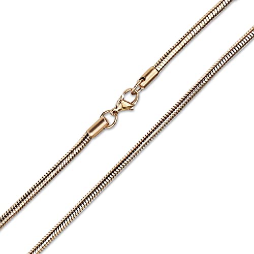 König Design Schlangenkette 2mm Herren Damen Edelstahlkette Halskette Rose Gold 70 cm lang von König Design