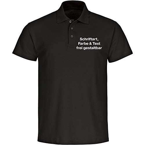 König® Herren Poloshirt Wunschtext Druck Brust (Schriftart und Schriftfarbe wählbar) Polo Hemd Polohemd Männer Bedrucken Größe:2XL schwarz von König