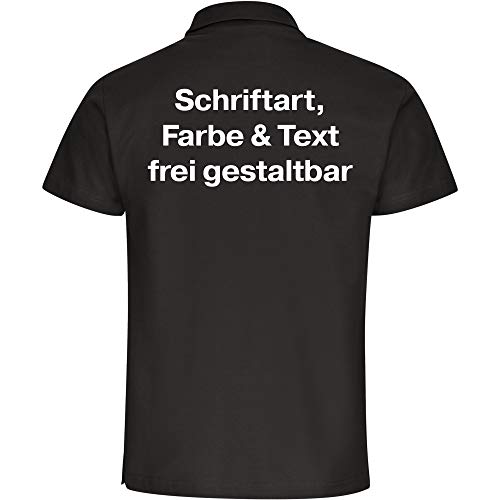 König® Herren Poloshirt Wunschtext Druck HINTEN (Schriftart und Schriftfarbe wählbar) Polo Hemd Polohemd Männer Bedrucken Größe:2XL schwarz von König