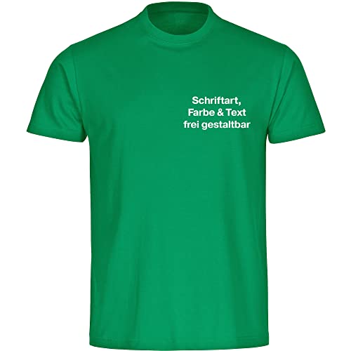 König® Herren T-Shirt Wunschtext Druck Brust (Schriftart, Druck- u. Artikel Farbe wählbar) Shirt Männer Bedrucken Größe:L grün von König
