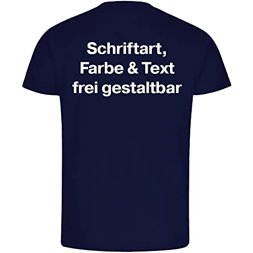 König® Herren T-Shirt Wunschtext Druck HINTEN (Schriftart, Druck- u. Artikel Farbe wählbar) Shirt Männer Bedrucken Größe:2XL navi von König