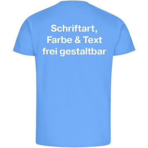 König® Herren T-Shirt Wunschtext Druck HINTEN (Schriftart, Druck- u. Artikel Farbe wählbar) Shirt Männer Bedrucken Größe:2XL blau hell von König