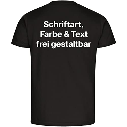 König® Herren T-Shirt Wunschtext Druck HINTEN (Schriftart, Druck- u. Artikel Farbe wählbar) Shirt Männer Bedrucken Größe:3XL schwarz von König