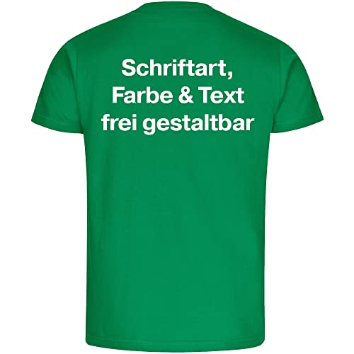 König® Herren T-Shirt Wunschtext Druck HINTEN (Schriftart, Druck- u. Artikel Farbe wählbar) Shirt Männer Bedrucken Größe:M grün von König