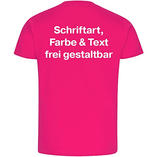 König® Herren T-Shirt Wunschtext Druck HINTEN (Schriftart, Druck- u. Artikel Farbe wählbar) Shirt Männer Bedrucken Größe:XL Fuchsia von König