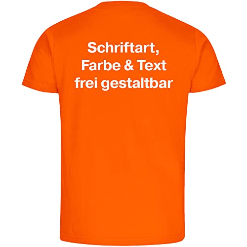König® Herren T-Shirt Wunschtext Druck HINTEN (Schriftart, Druck- u. Artikel Farbe wählbar) Shirt Männer Bedrucken Größe:XL orange von König