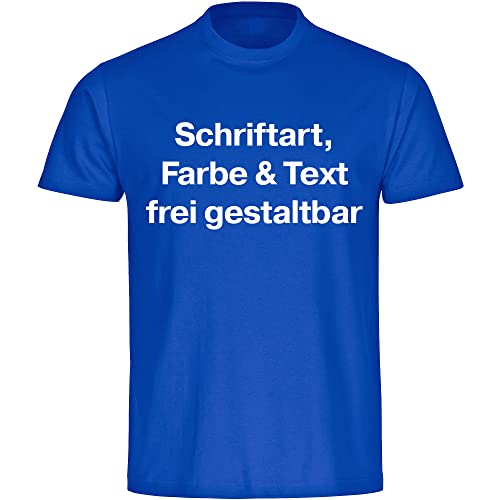 König® Herren T-Shirt Wunschtext Druck VORNE (Schriftart, Druck- u. Artikel Farbe wählbar) Shirt Männer Bedrucken Größe:4XL blau von König