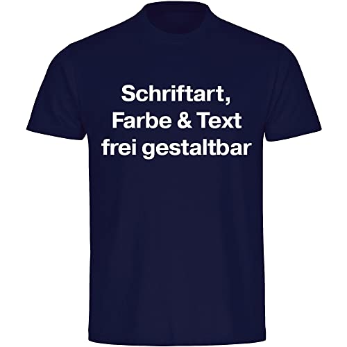 König® Herren T-Shirt Wunschtext Druck VORNE (Schriftart, Druck- u. Artikel Farbe wählbar) Shirt Männer Bedrucken Größe:L navi von König