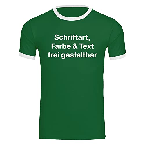 König® Herren Kontrast T-Shirt Wunschtext Druck VORNE (Schriftart, Druck- u. Artikel Farbe wählbar) Shirt Männer Bedrucken Größe:XL grün/weiß von König