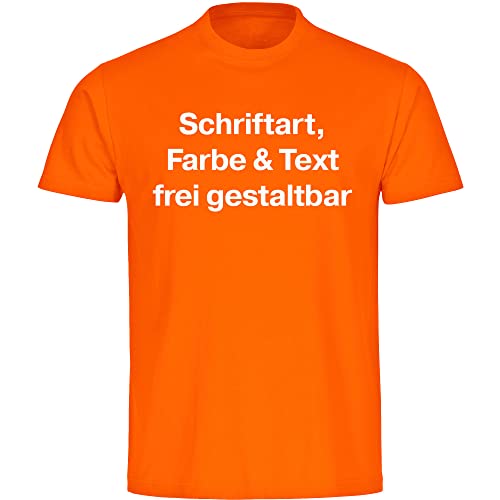 König® Herren T-Shirt Wunschtext Druck VORNE (Schriftart, Druck- u. Artikel Farbe wählbar) Shirt Männer Bedrucken Größe:XL orange von König