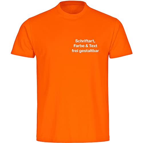 König® Herren T-Shirt Wunschtext Druck Brust (Schriftart, Druck- u. Artikel Farbe wählbar) Shirt Männer Bedrucken Größe:2XL orange von König