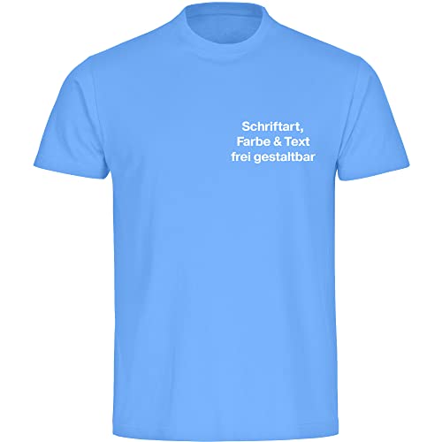 König® Herren T-Shirt Wunschtext Druck Brust (Schriftart, Druck- u. Artikel Farbe wählbar) Shirt Männer Bedrucken Größe:M blau hell von König