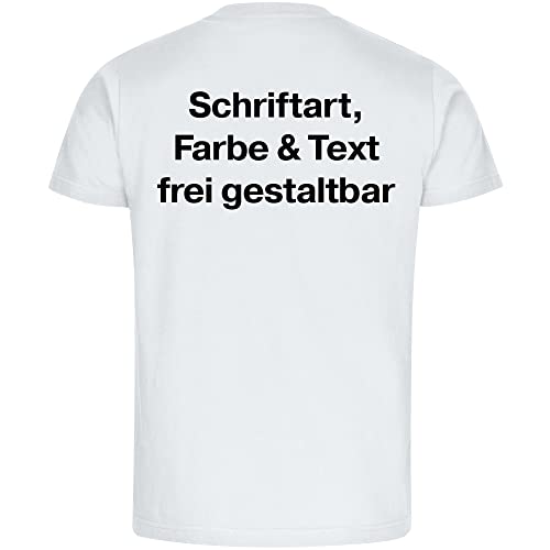 König® Herren T-Shirt Wunschtext Druck HINTEN (Schriftart, Druck- u. Artikel Farbe wählbar) Shirt Männer Bedrucken Größe:3XL weiß von König