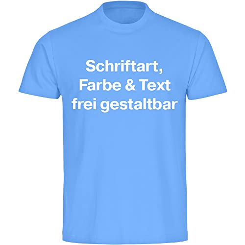 König® Herren T-Shirt Wunschtext Druck VORNE (Schriftart, Druck- u. Artikel Farbe wählbar) Shirt Männer Bedrucken Größe:3XL blau hell von König