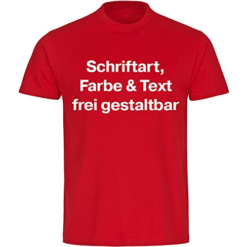 König® Herren T-Shirt Wunschtext Druck VORNE (Schriftart, Druck- u. Artikel Farbe wählbar) Shirt Männer Bedrucken Größe:4XL rot von König