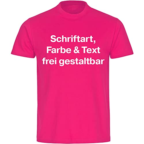 König® Herren T-Shirt Wunschtext Druck VORNE (Schriftart, Druck- u. Artikel Farbe wählbar) Shirt Männer Bedrucken Größe:M Fuchsia von König