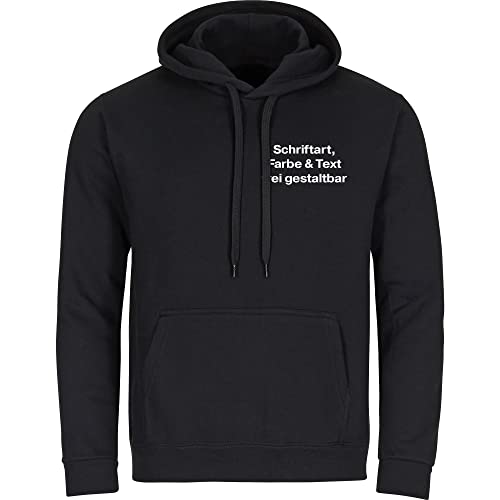 König® Kapuzen Sweatshirt Wunschtext Druck Brust (Schriftart und Schriftfarbe wählbar) Shirt Pullover Pulli Hoodie Größe:S schwarz von König