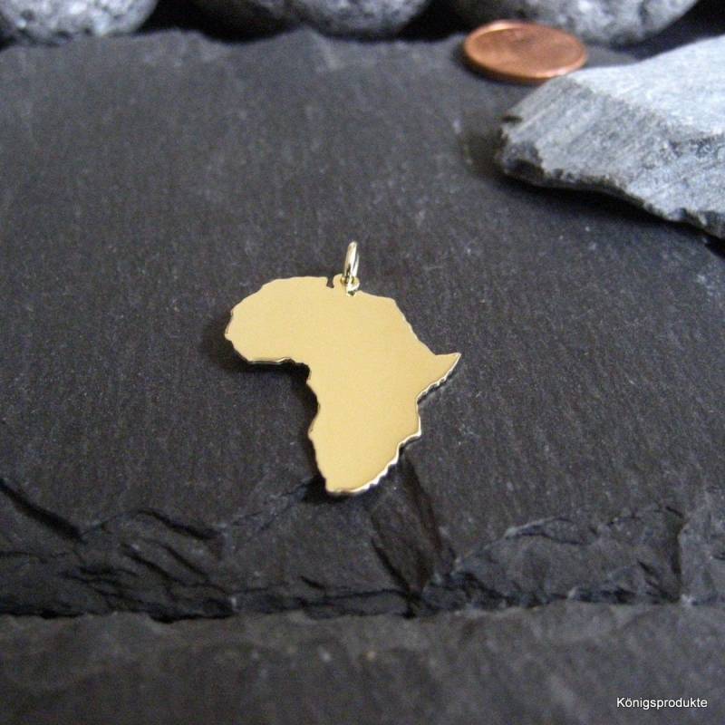 Afrika Landkarten Anhänger in 333Er Gelbgold, Landkarte von Koenigsprodukte
