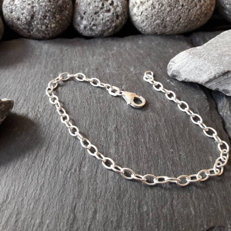 Armband - Ankerarmband in 925Er Silber, Oval 5 X 3, 5 Mm, Bettelarmband Für Charms, 19 cm | Fbm-23.4370 von Koenigsprodukte