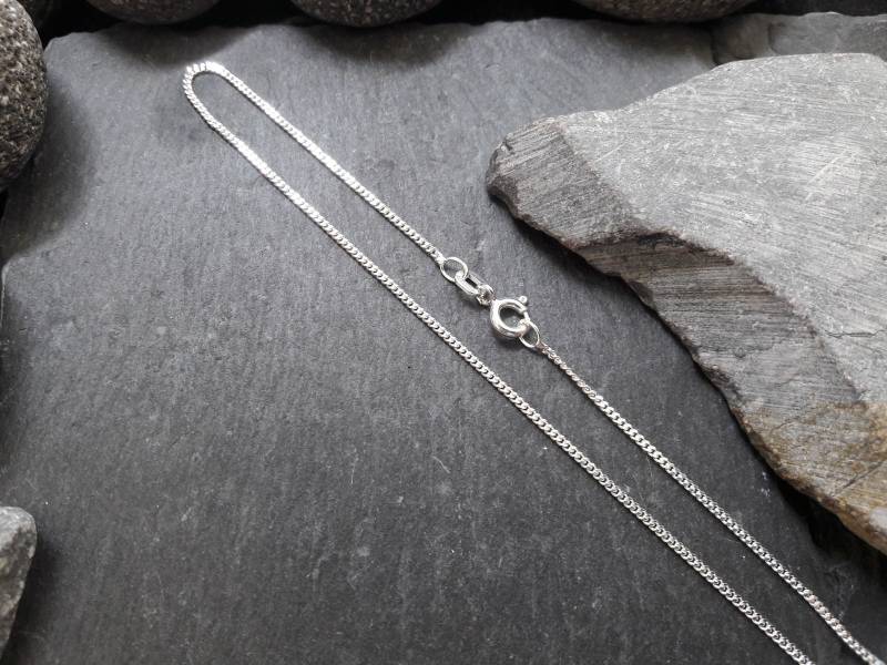 Halskette - 1, 2 Mm Flachpanzerkette in 925Er Silber, Panzerkette Mit Federring Verschluss | Hk-Fp/1, 2 von Koenigsprodukte