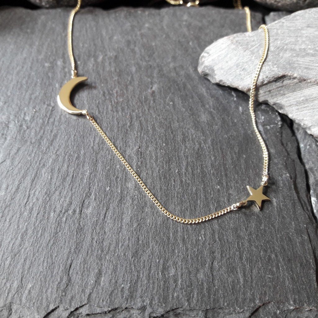 Halskette Mit Sichelmond & Stern in 333Er Gelbgold, Ayyildiz, Mond Und Kette Halskette Mit Sichelmond & Stern in 333Er Gelbgold, Ayyildiz, Mond Und Kette von Koenigsprodukte