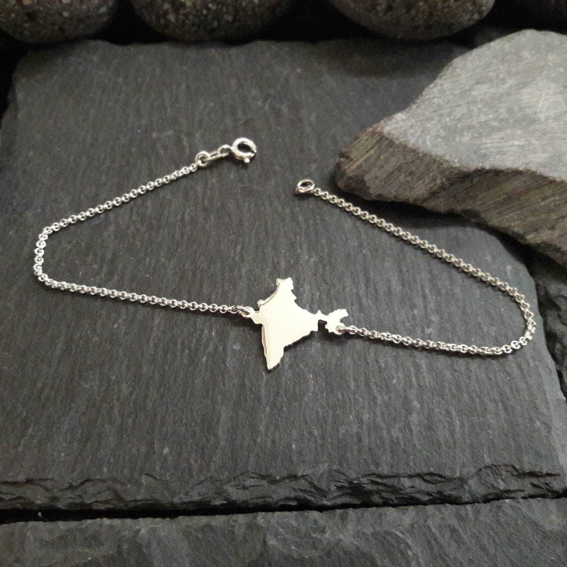 Indien Landkarte Armband in 925Er Silber, Länge Wählbar | Lk-12/Indien Indien Landkarte Armband in 925Er Silber, Länge Wählbar | Lk-12/Indien von Koenigsprodukte