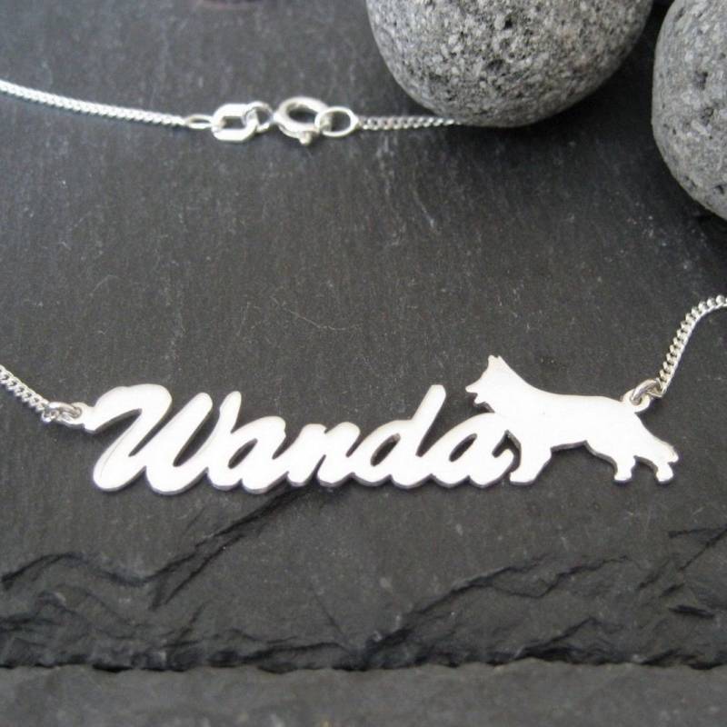Namenskette Wunschname Und Hund | Schäferhund in 925Er Silber, Buchstaben & Länge Wählbar | Nk-40 von Koenigsprodukte