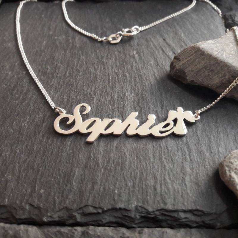 Namenskette Wunschname Und Schutzengel in 925Er Silber, Buchstaben & Länge Wählbar | Nk-45 von Koenigsprodukte