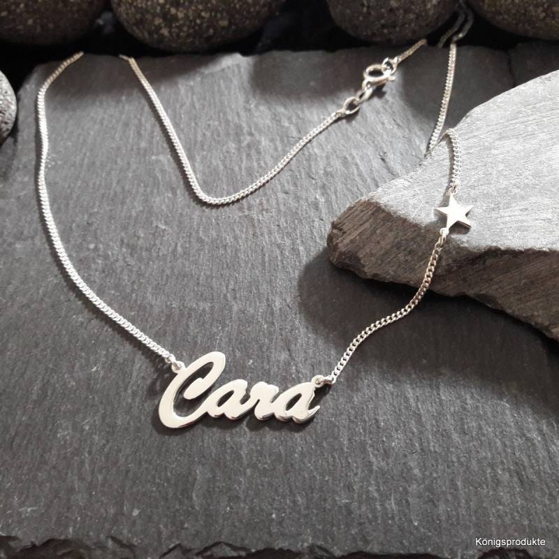 Namenskette Wunschname Und Stern-Anhänger in 925Er Silber, Buchstaben & Länge Wählbar | Nk-71 von Koenigsprodukte
