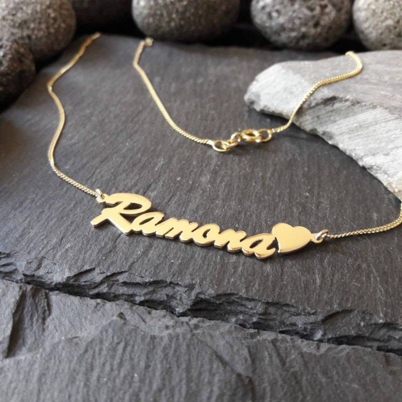 Personalisierte Namenskette Mit Wunschname Und Herz in 333Er Gelbgold, Buchstaben & Länge Wählbar | Nk-29/8Gg von Koenigsprodukte
