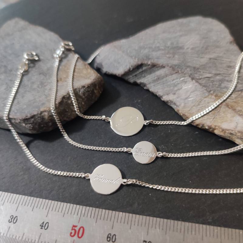 Personalisiertes Gravurarmband in 925Er Silber, Namensarmband Mit 8, 10 Oder 12 Mm Gravurplatte, Wählbar | Ga-81/Silber von Koenigsprodukte