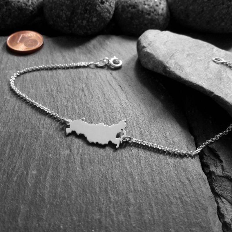 Russland Landkarte Armband in 925Er Silber, Länge Wählbar | Lk-12/Russland von Koenigsprodukte