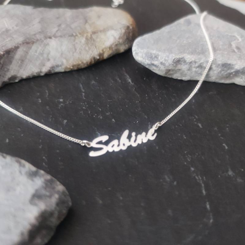 Sehr Zarte Personalisierte Namenskette in 925Er Silber, Wunschname Bis 9 Buchstaben, Länge 42 cm | Nk-20 von Koenigsprodukte