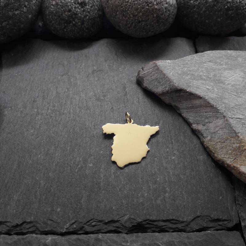 Spanien Landkarten Anhänger in 333Er Gelbgold, Landkarte von Koenigsprodukte