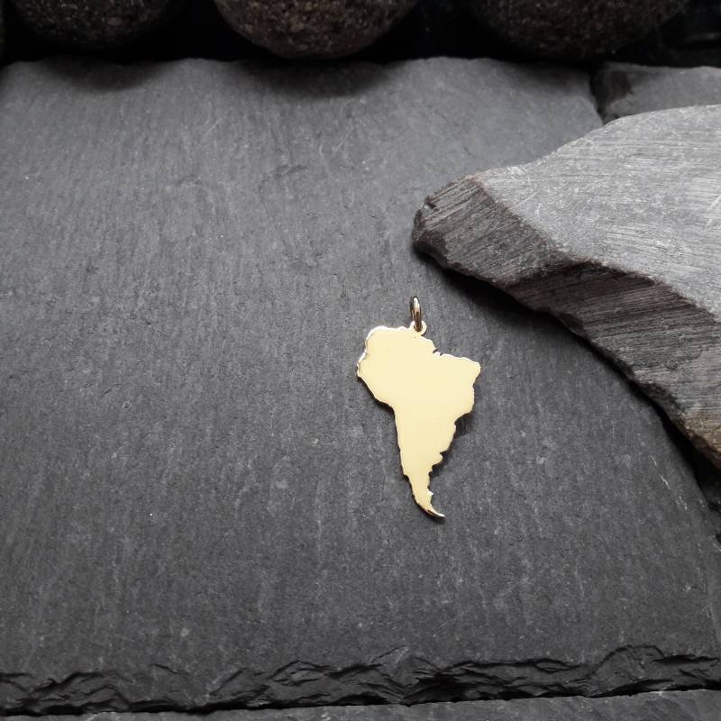 Südamerika Landkarten Anhänger in 333Er Gelbgold, Landkarte von Koenigsprodukte