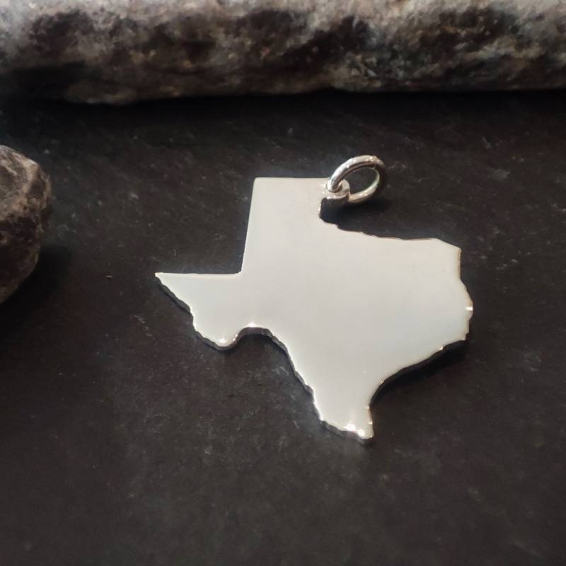 Texas - Landkarte Wählbar Als Anhänger, Charm-Anhänger Oder Anhänger Mit Panzerkette in 925Er Silber | Lk-Texas von Koenigsprodukte