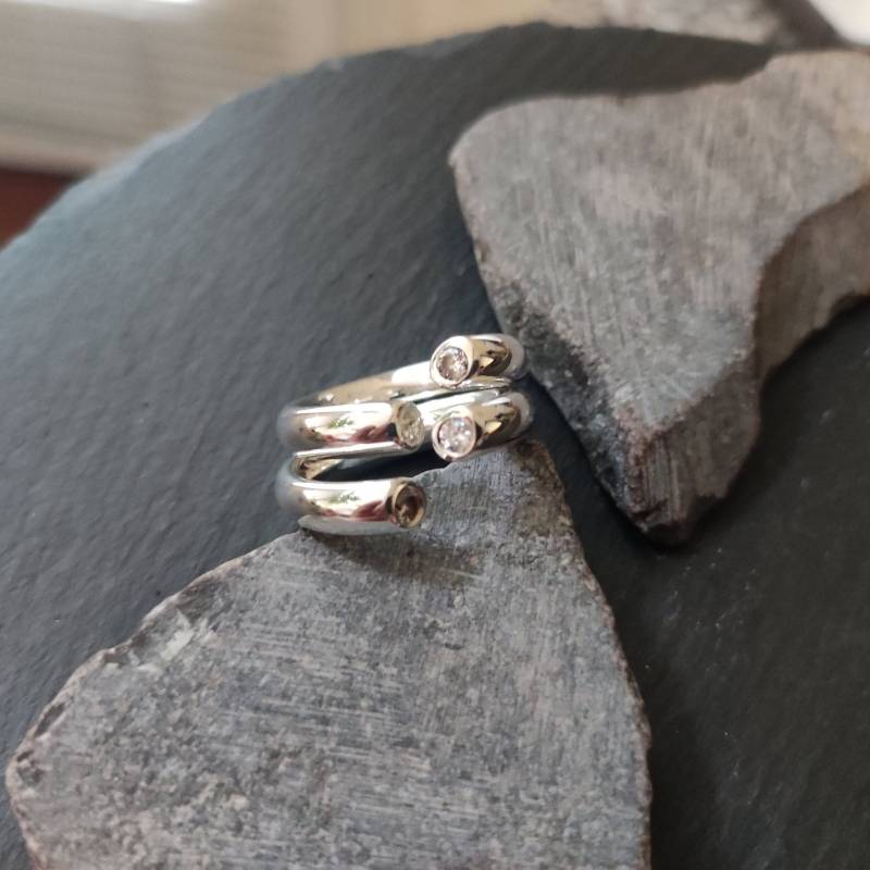 Zwei Massive Silberringe in 925Er Silber Mit Zirkonia, Größe 57 von Koenigsprodukte