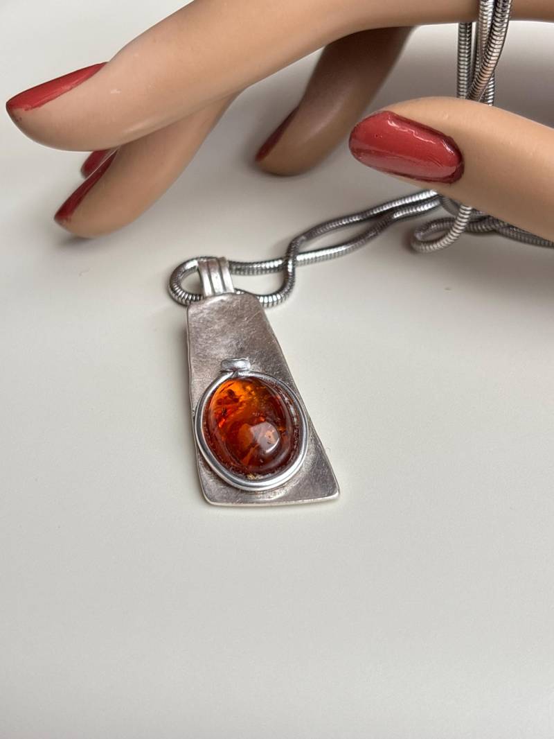 Kette Anhänger Bernstein Auf Zamak von Koenigswurzeln