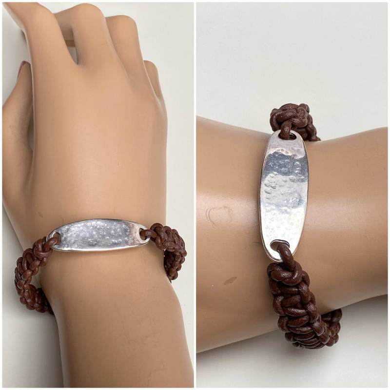 Naturschmuck Armband Leder Und Zamak von Koenigswurzeln